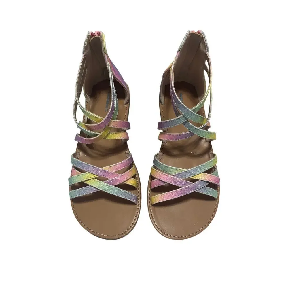 Thereabouts Girls Rainbow Gladiator Sandals Size 5  NWT